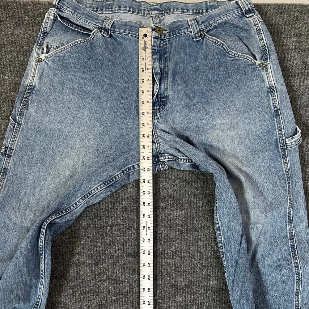 Wrangler Carpenter Jeans Mens Size 40 Blue Denim Relaxed Fit Distressed Workwear